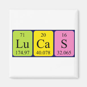 imán de nombres de tabla periódica de Lucas