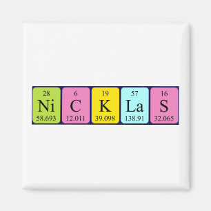 imán de nombres de tabla periódica de Nicklas