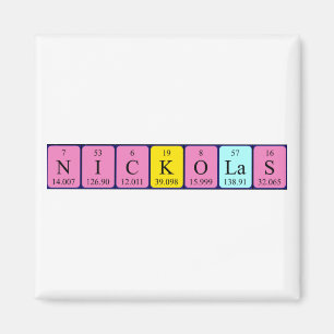 imán de nombres de tabla periódica de Nickolas