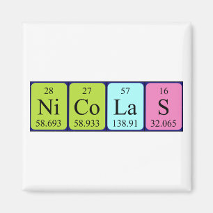 imán de nombres de tabla periódica de Nicolas