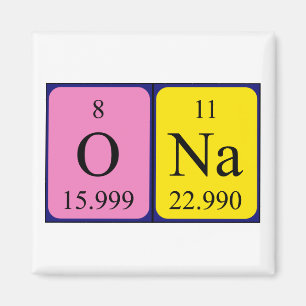Imán de nombres de tabla periódica de Ona