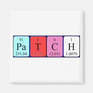 Imán de nombres de tabla periódica de parches