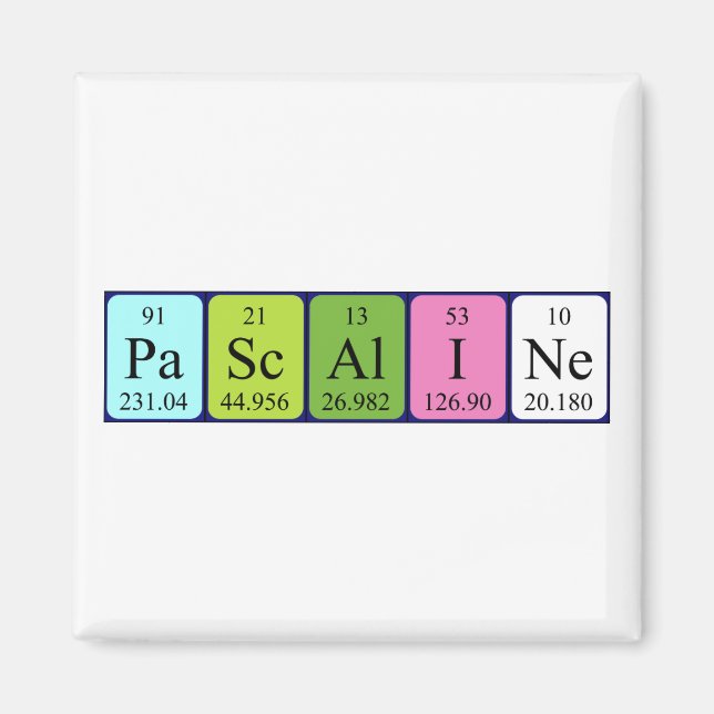 Imán de nombres de tabla periódica de Pascaline (Frente)
