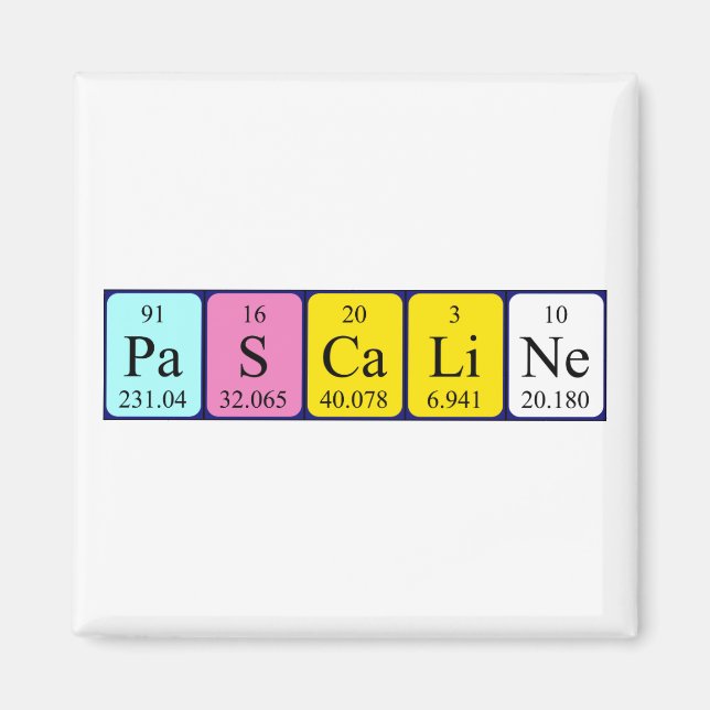 Imán de nombres de tabla periódica de Pascaline (Frente)