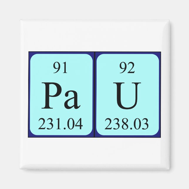 Imán de nombres de tabla periódica de Pau (Frente)