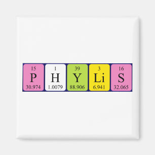 Imán de nombres de tabla periódica de Phylis