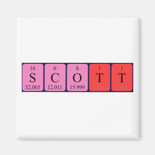 Imán de nombres de tabla periódica de Scott