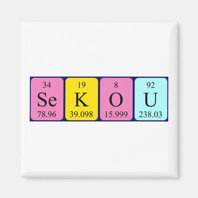 Imán de nombres de tabla periódica de Sekou (Frente)