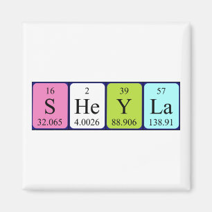 Imán de nombres de tabla periódica de Sheyla