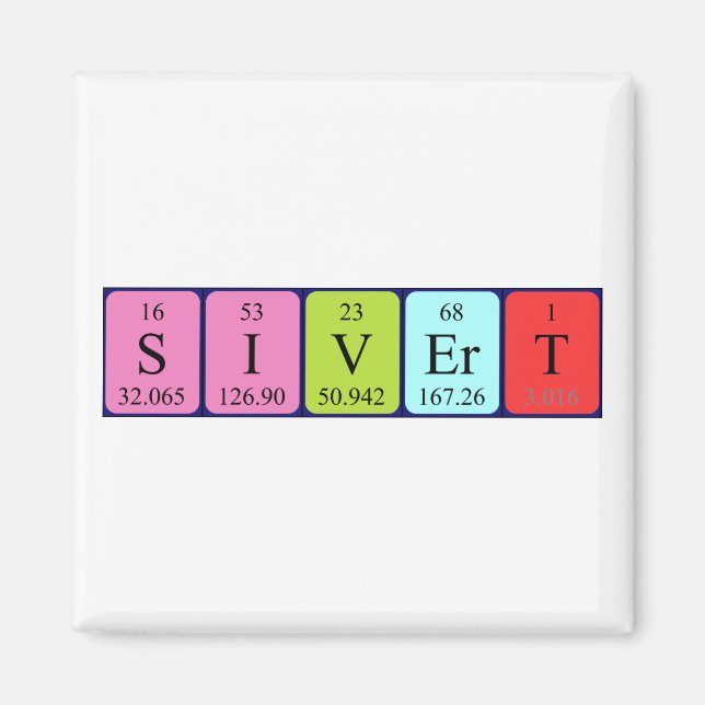 Imán de nombres de tabla periódica de sivert (Frente)