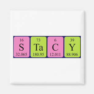 Imán de nombres de tabla periódica de Stacy