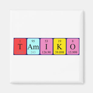 Imán de nombres de tabla periódica de Tamiko