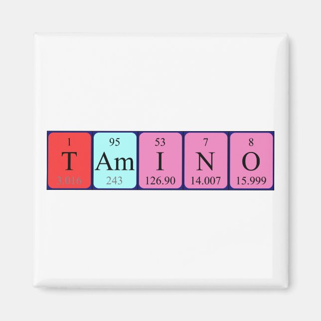 Imán de nombres de tabla periódica de Tamino (Frente)