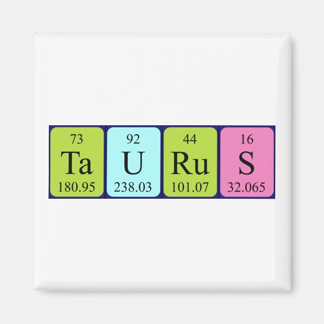 Imán de nombres de tabla periódica de Taurus (Frente)