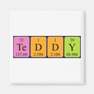 Imán de nombres de tabla periódica de Teddy