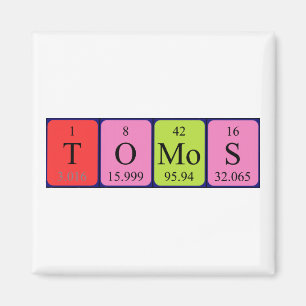 Imán de nombres de tabla periódica de Tomos