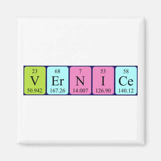 imán de nombres de tabla periódica de Vernice (Frente)