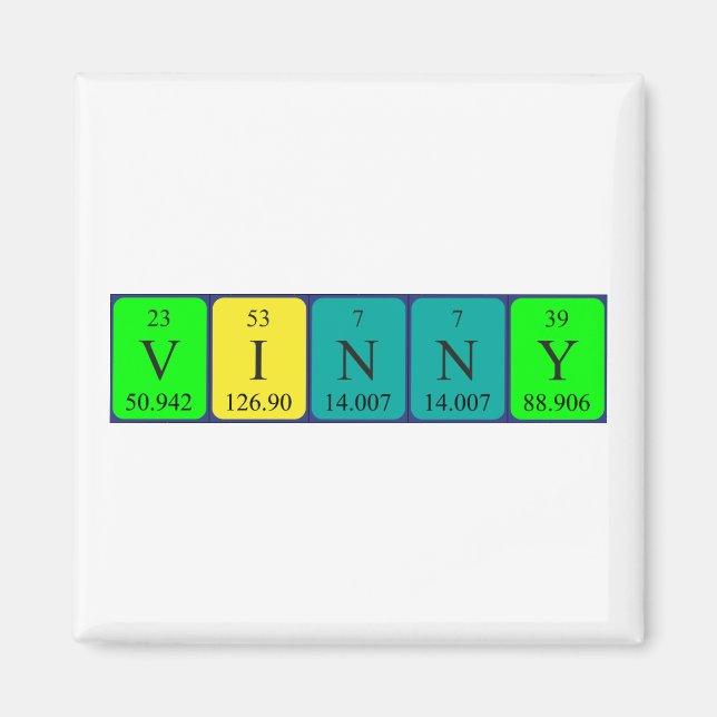 imán de nombres de tabla periódica de Vinny (Frente)