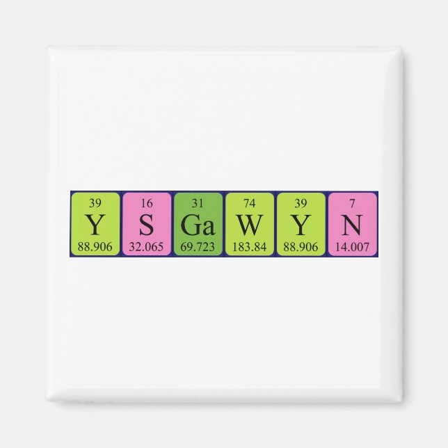 imán de nombres de tabla periódica de Ysgawyn (Frente)