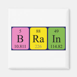 Imán de nombres de tabla periódica del cerebro