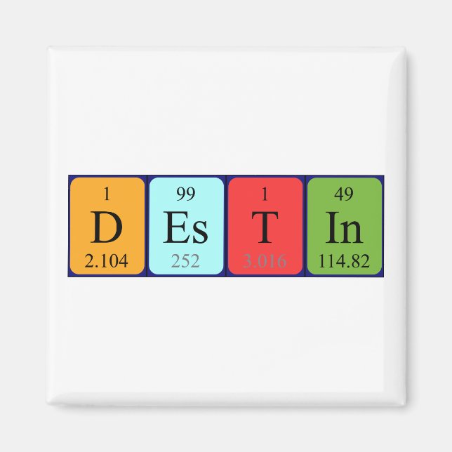 Imán de nombres de tabla periódica Destin (Frente)