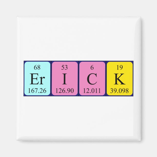 Imán de nombres de tabla periódica Erick (Frente)