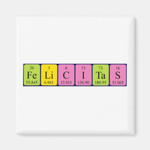 Imán de nombres de tabla periódica Felicitas