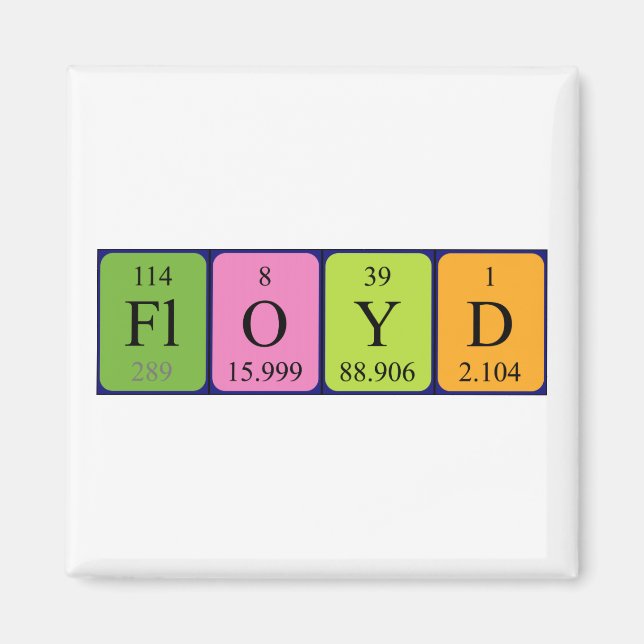 Imán de nombres de tabla periódica Floyd (Frente)