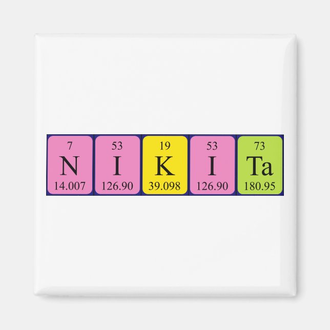 imán de nombres de tabla periódica Nikita (Frente)