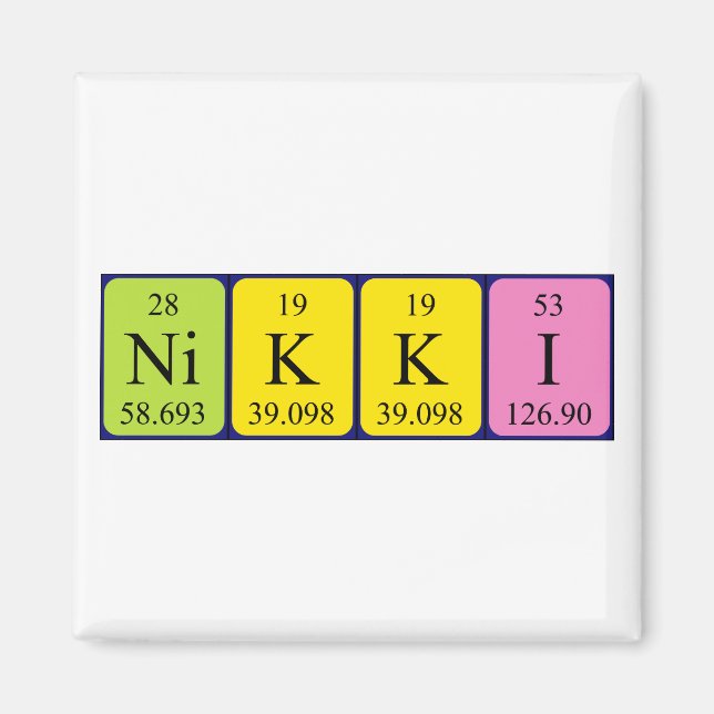 imán de nombres de tabla periódica Nikki (Frente)