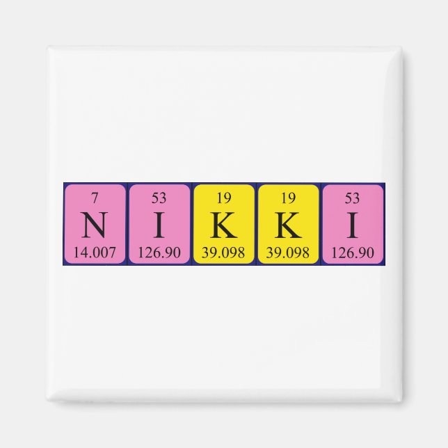imán de nombres de tabla periódica Nikki (Frente)