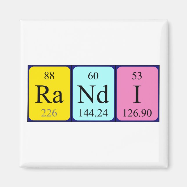 Imán de nombres de tabla periódica Randi (Frente)