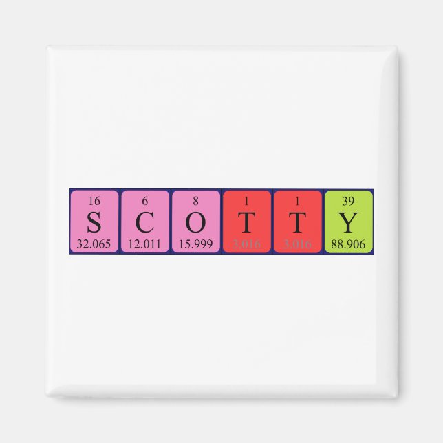 imán de nombres de tabla periódica Scotty (Frente)