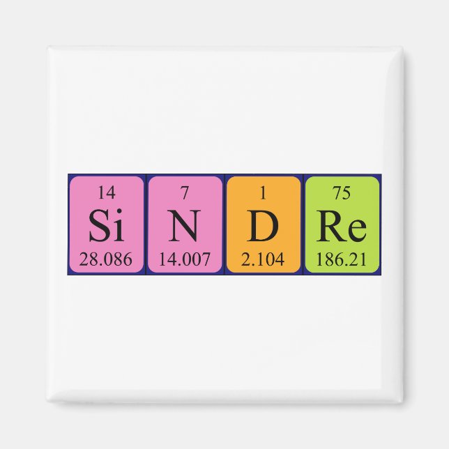 Imán de nombres de tabla periódica Sindre (Frente)