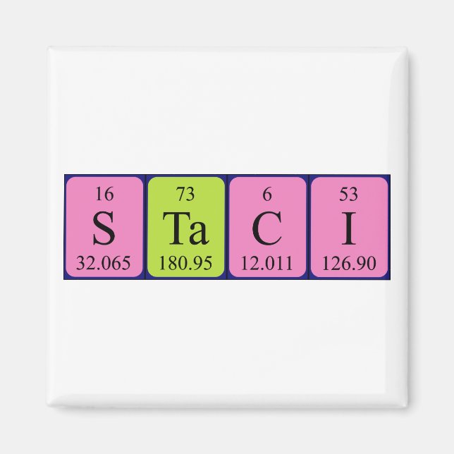 imán de nombres de tabla periódica Staci (Frente)