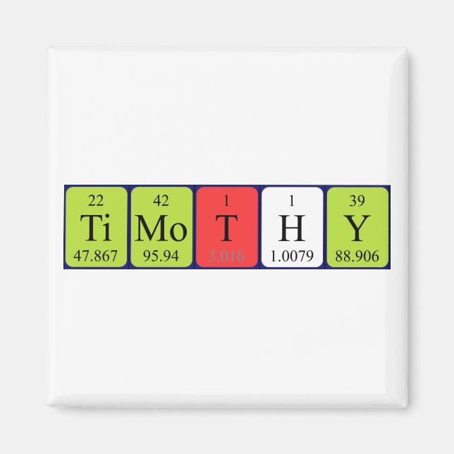 imán de nombres de tabla periódica Timothy (Frente)