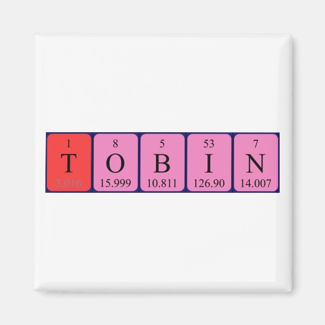 Imán de nombres de tabla periódica Tobin (Frente)