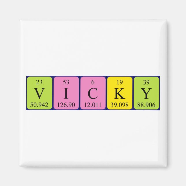 Imán de nombres de tabla periódica Vicky (Frente)