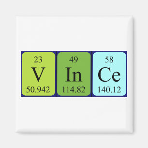 Imán de nombres de tabla periódica Vince