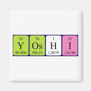 Imán de nombres de tabla periódica Yoshi