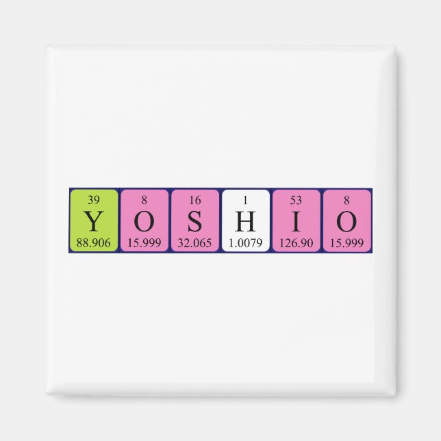 Imán de nombres de tabla periódica Yoshio (Frente)
