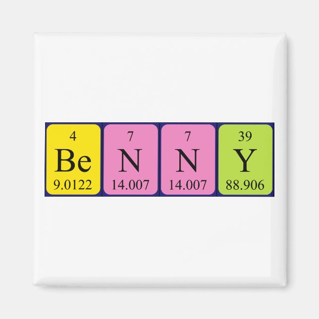 Imán de nombres de tabla periódicos benny (Frente)