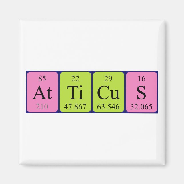 Imán de nombres de tabla periódicos de Atticus (Frente)