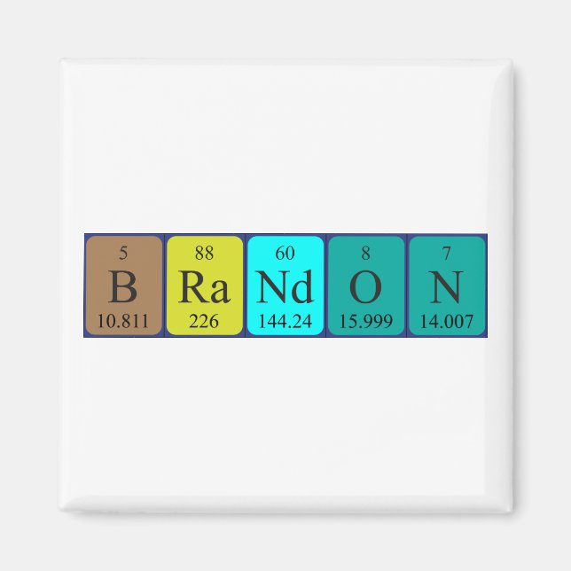 Imán de nombres de tabla periódicos de Brandon (Frente)