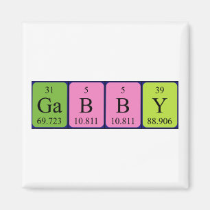 Imán de nombres de tabla periódicos de Gabby