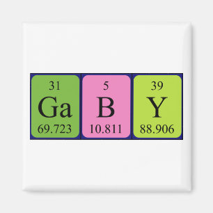 Imán de nombres de tabla periódicos de Gaby