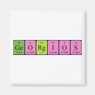 Imán de nombres de tabla periódicos de Georgios