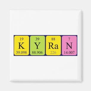 Imán de nombres de tabla periódicos de Kyran