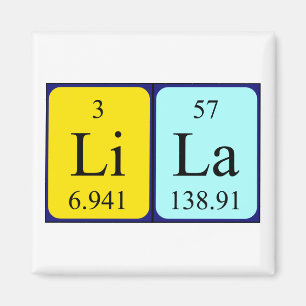 imán de nombres de tabla periódicos de Lila