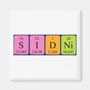 Imán de nombres de tabla periódicos de Sidni